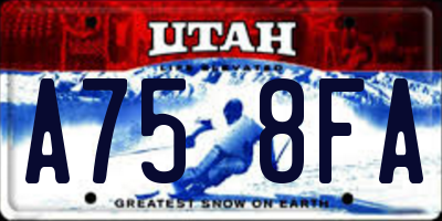 UT license plate A758FA