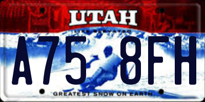 UT license plate A758FH