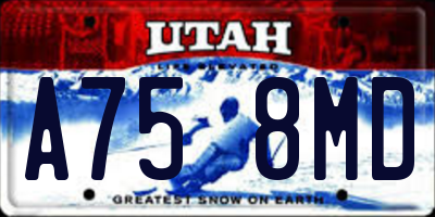 UT license plate A758MD