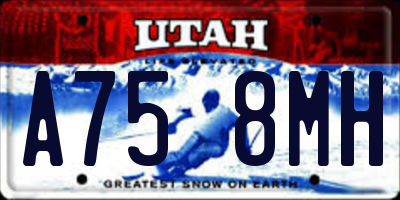 UT license plate A758MH