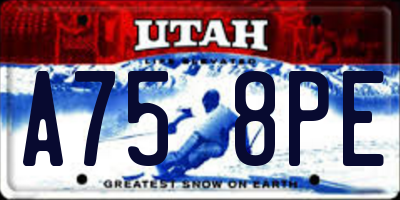 UT license plate A758PE