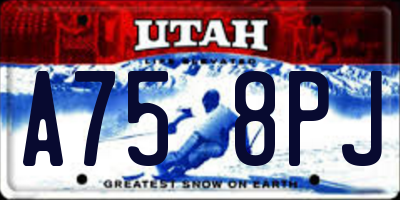UT license plate A758PJ