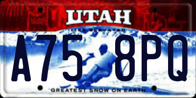 UT license plate A758PQ