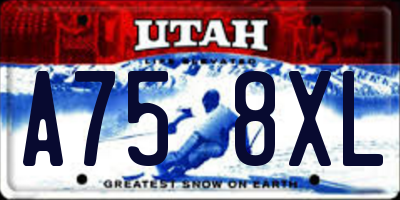 UT license plate A758XL