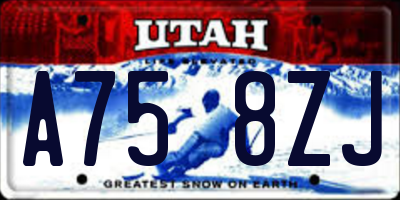 UT license plate A758ZJ
