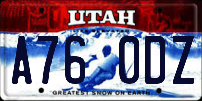UT license plate A760DZ