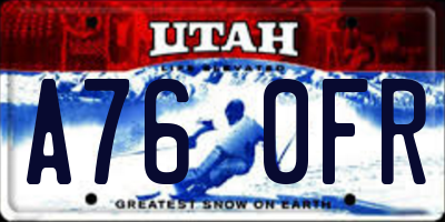 UT license plate A760FR