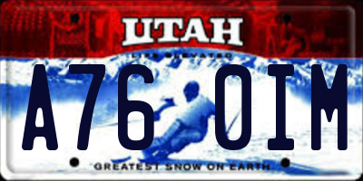 UT license plate A760IM