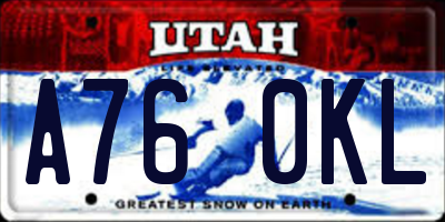 UT license plate A760KL