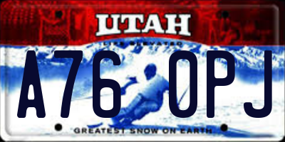 UT license plate A760PJ