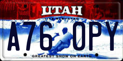 UT license plate A760PY
