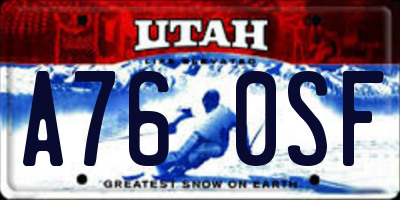 UT license plate A760SF