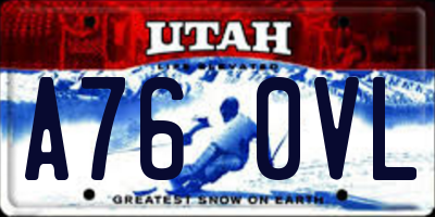 UT license plate A760VL
