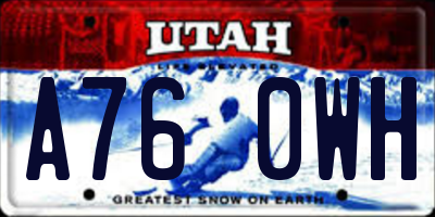 UT license plate A760WH