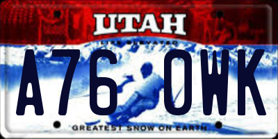 UT license plate A760WK