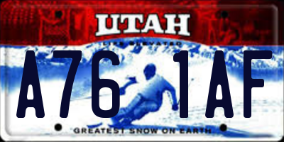 UT license plate A761AF