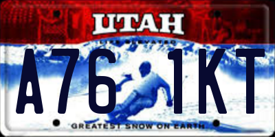 UT license plate A761KT