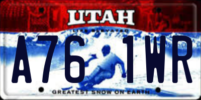 UT license plate A761WR
