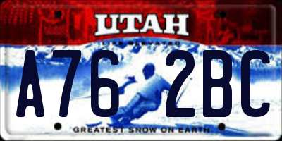 UT license plate A762BC