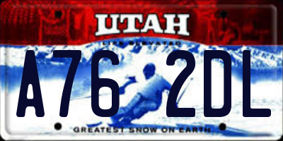 UT license plate A762DL