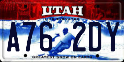 UT license plate A762DY