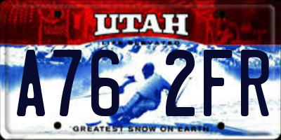 UT license plate A762FR
