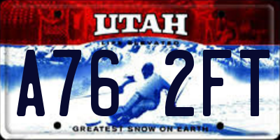 UT license plate A762FT