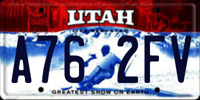 UT license plate A762FV