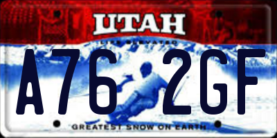 UT license plate A762GF