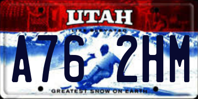 UT license plate A762HM