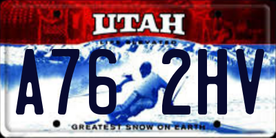 UT license plate A762HV