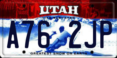 UT license plate A762JP