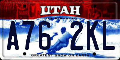 UT license plate A762KL