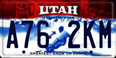 UT license plate A762KM