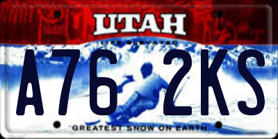 UT license plate A762KS