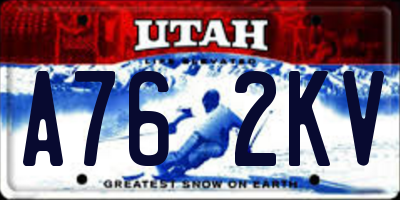 UT license plate A762KV