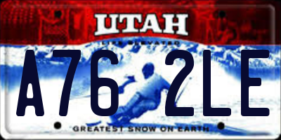 UT license plate A762LE