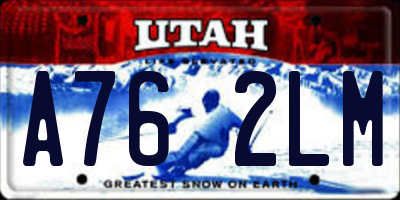 UT license plate A762LM