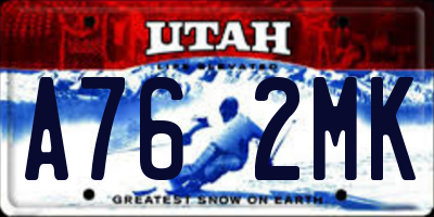 UT license plate A762MK