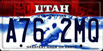 UT license plate A762MQ