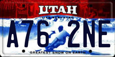 UT license plate A762NE