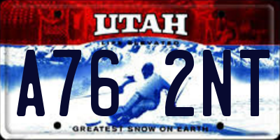 UT license plate A762NT