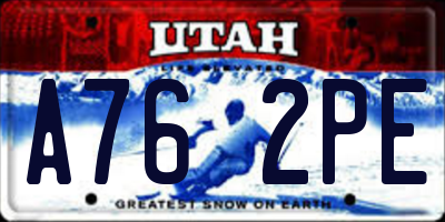 UT license plate A762PE