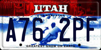 UT license plate A762PF