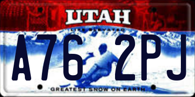 UT license plate A762PJ