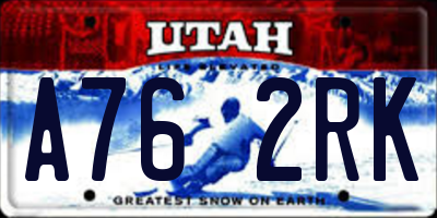 UT license plate A762RK