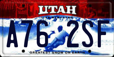 UT license plate A762SF