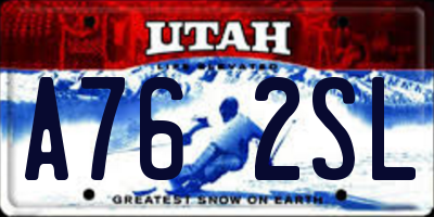 UT license plate A762SL