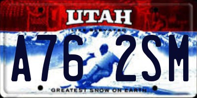 UT license plate A762SM