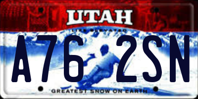 UT license plate A762SN